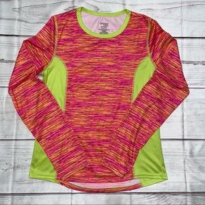 XL (14/16) Danskin Now Drimore Girls Shirt Long Sleeve Bright Yellow Pink